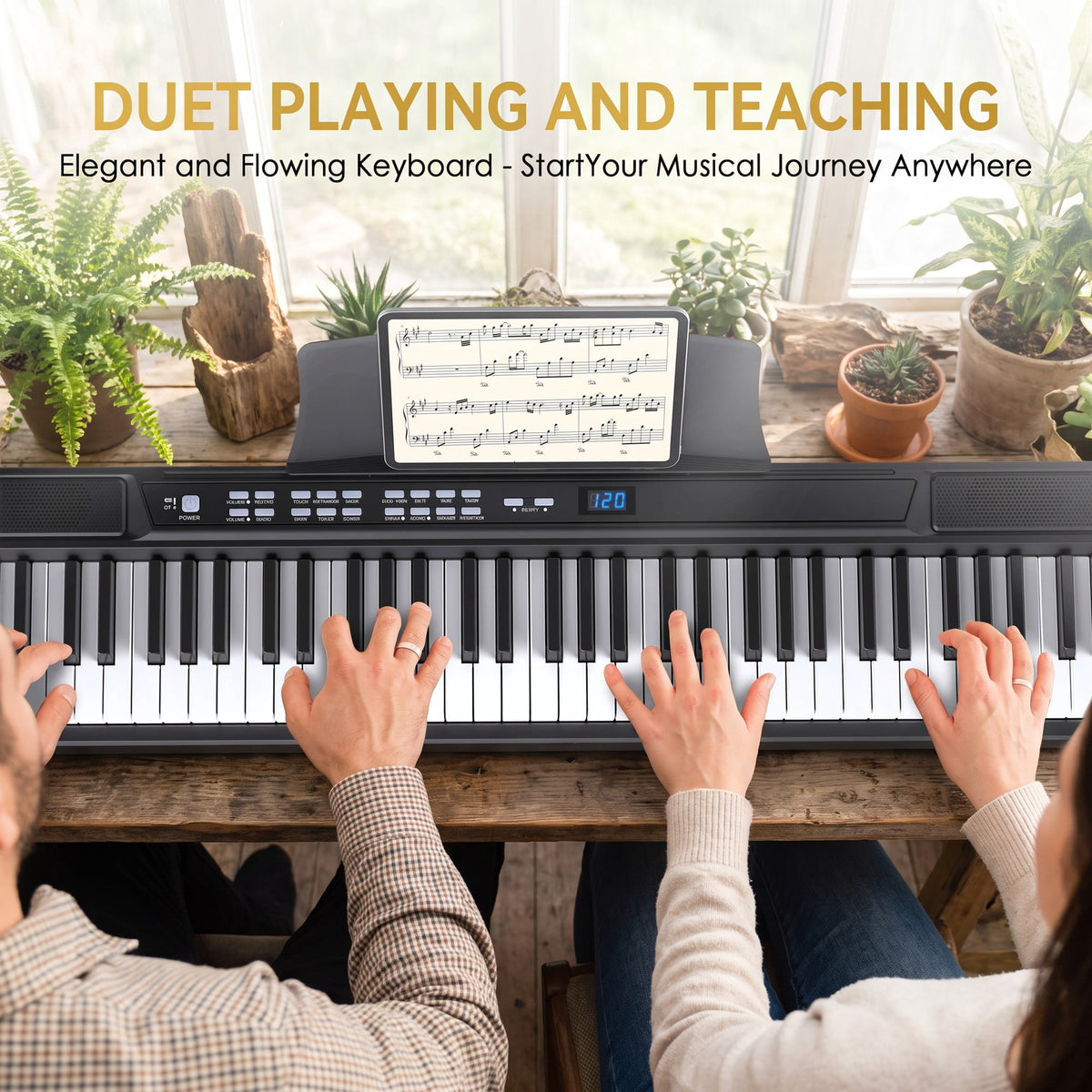 88 Key Semi-Weighted Electric Piano Keyboard with Stand, Sustain Pedal, Headphones & Carrying Case – Built-In Speakers, Bluetooth, Black