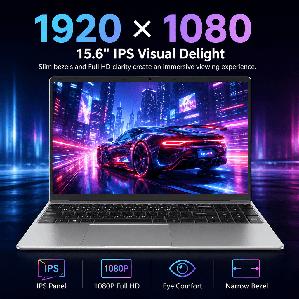 15.6 Student Laptop, Intel 5205U, 8GB RAM 256GB ROM Notebook Business Laptop for Beginner, Student, Business