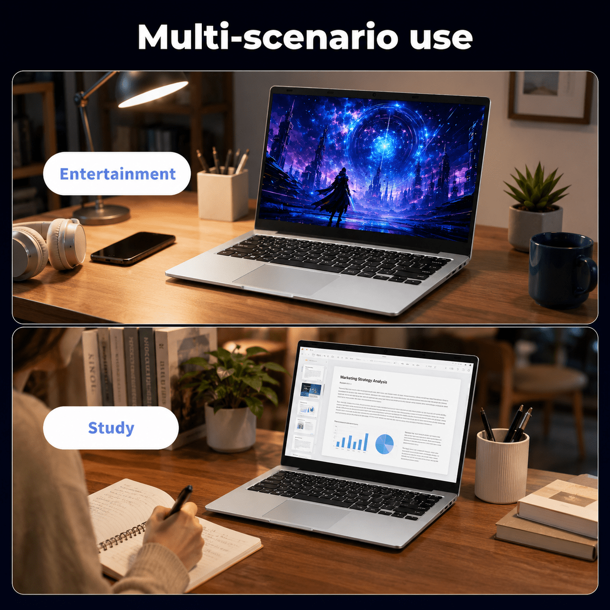 14.1" Laptop Computer, Intel Celeron N3450, 6GB RAM, 128GB SSD, Full HD Display, Ultra-Slim Notebook with WiFi, HDMI and Webcam, Silver