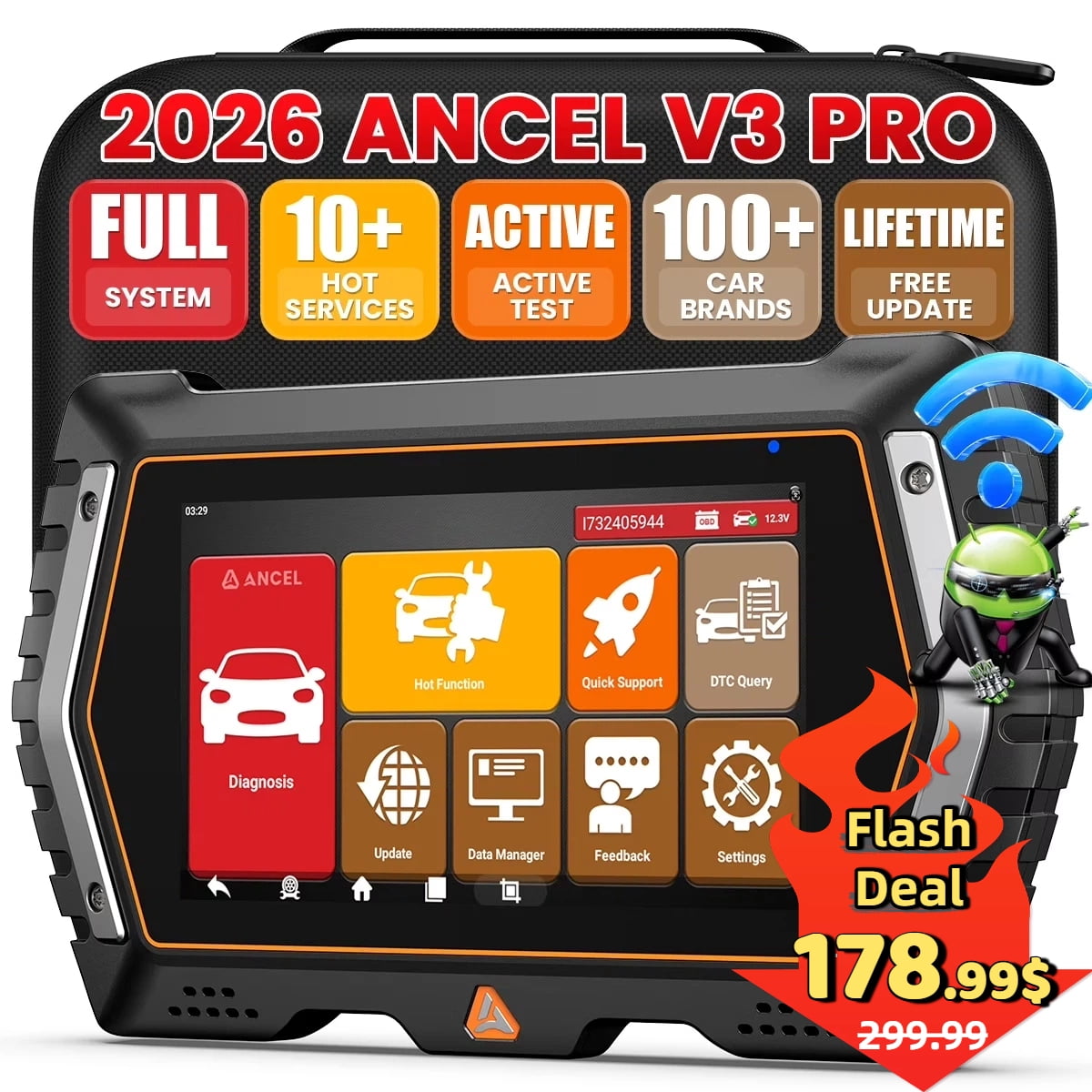V3 PRO OBD2 Scanner Bidirectional & Active Test Car Diagnostic Tool, Full System Scan Tool Code Reader with 10 Resets, WI-FI Lifetime Free Update