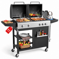 5-Burner Propane Gas Grill and Griddle Combo, 54,000 BTU Dual Fuel BBQ Grill with Side Burner for Backyard, Patio Outdoor Cooking & Entertaining