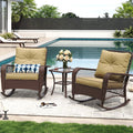 MRUAKA Outdoor Rocking Chairs Set of 3, Wicker Patio Furniture for Porch (Beige)