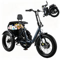 Electric Tricycle for Adults, 1500W Peak 3 Wheel Electric Bike, 20x4.0 Fat Tire Folding Step-Thru, 6-Speed with Large Basket
