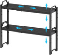Expandable Cabinet Organizer Shelves 2 Pack, Stackable Kitchen Pantry Storage Rack, Adjustable Cupboard Shelf, Extends from Compact to 20.5"