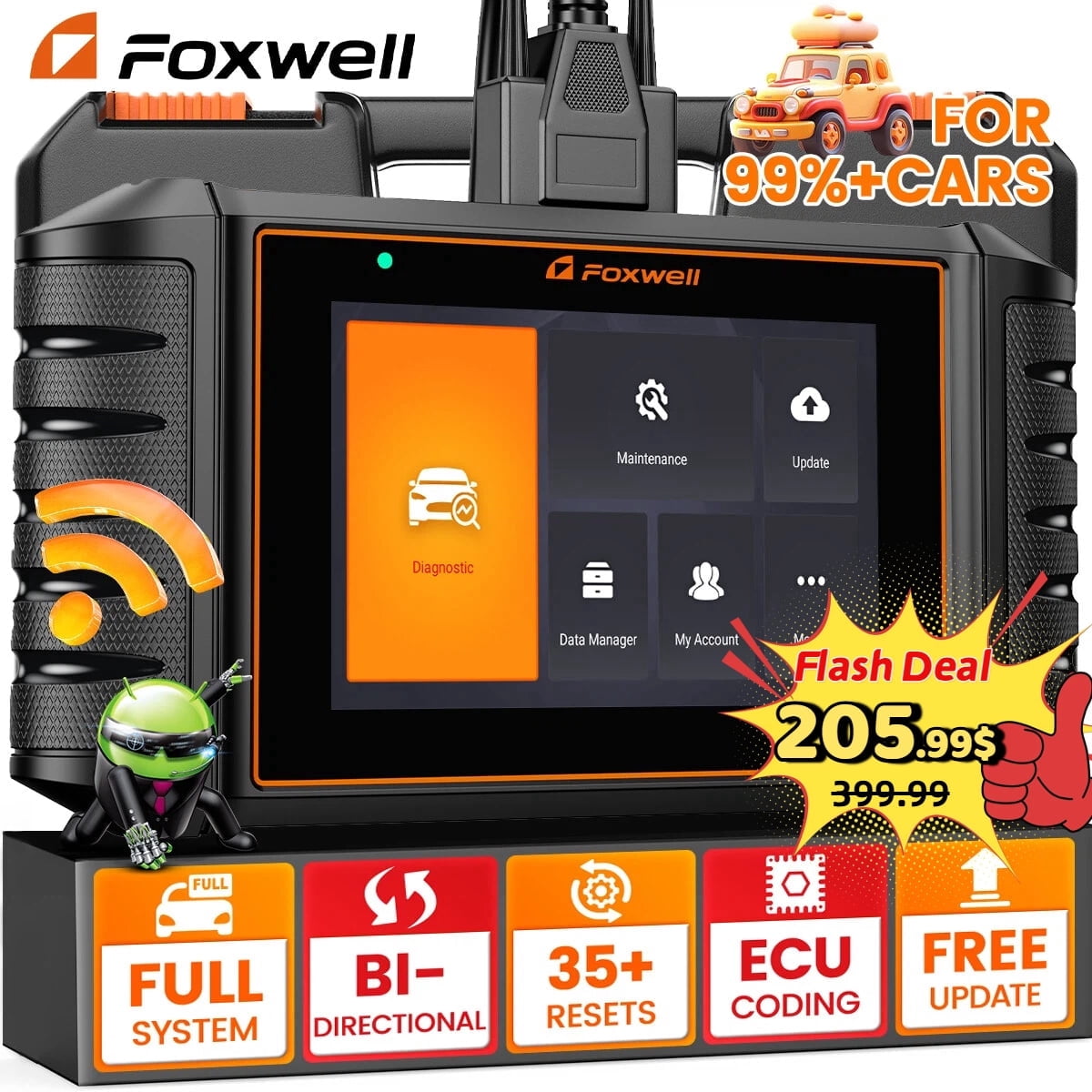 Automotive Bi-Directional Diagnostic Scan Tool OBD2 Scanner All System Code Reader All Reset