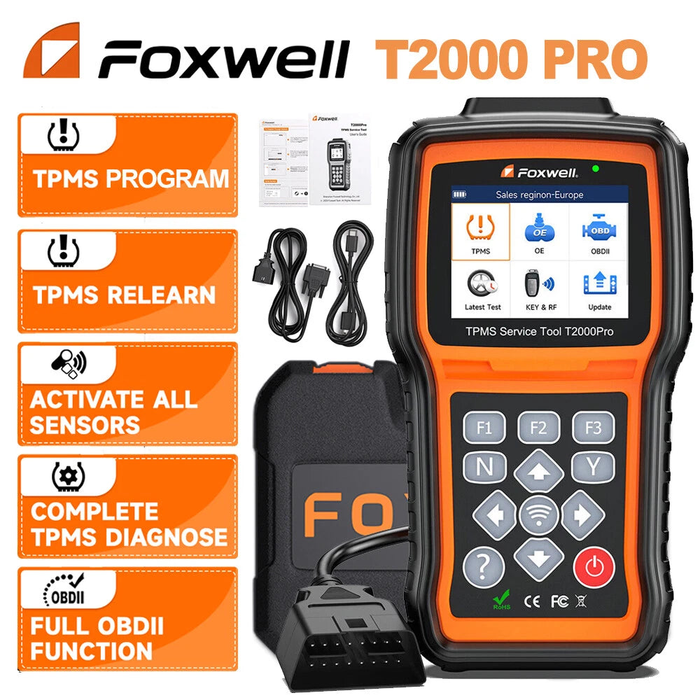 T1000 Car TPMS Reset Tire Pressure Sensor Activate Program-ming Scan Tool, Key Fob Testing, Lifetime Free Update