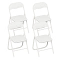 Gelloan 4 Pack Folding Chairs, Leather Padded Seat with Metal Frame Home Office Party Use,White
