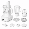 Hicloud Multifunctional Food Processor with Blender, Grinder, Chopper, Slicer, Shredder and Dough Blade, All-in-One Kitchen Prep System for Vegetables, Meat, Smoothies, White