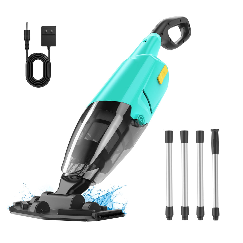 Cordless Pool Vacuum, Handheld Pool Cleaner with 90-Minute Runtime, Lightweight Design for Above Ground Pools, Hot Tubs & Spas, Green