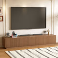 86.61" Mid-Century Modern TV Stand for TVs up to 85", Sturdy Living Room Furniture Media Console with Large Storage Space, Entertainment Center for Living Room and Bedroom, Walnut
