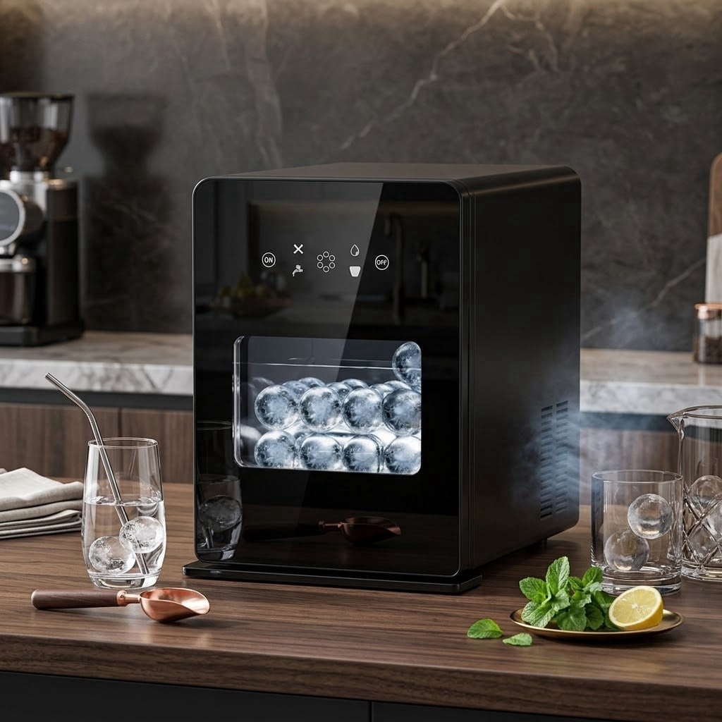 2.4" Craft Sphere Ice Maker, 108 Pcs/24H Countertop Ice Ball Machine, Self-Cleaning Cocktail Ice Maker with 1.6L Tank for Home Bar, ETL