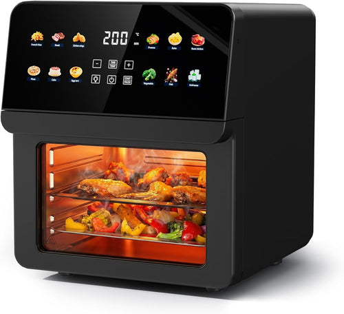 12.7QT Air Fryer Oven, 1700W Digital Air Fryer with 12 Preset Cooking Functions, Touchscreen Control, Visible Window, Color Display, Black