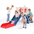 7-in-1 Toddler Slide with Climber and Basketball Hoop, Foldable Indoor Outdoor Kids Slide Playset with Golf Set