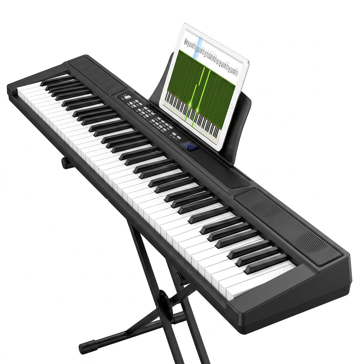 88 Key Semi-Weighted Electric Piano Keyboard with Stand, Sustain Pedal, Headphones & Carrying Case – Built-In Speakers, Bluetooth, Black