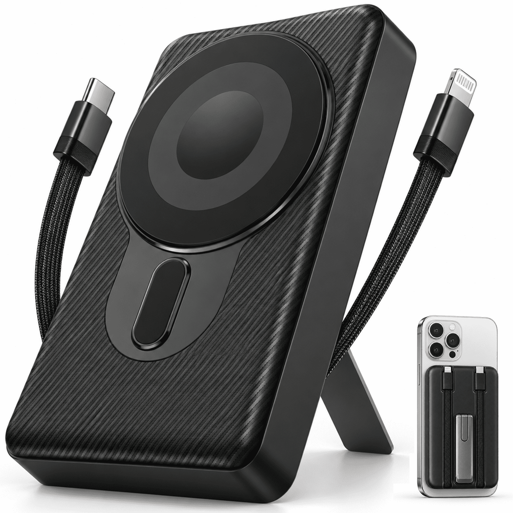 Magnetic Wireless Portable Charger, 20000mAh Power Bank with 22.5W Fast Charging, USB C in & Out Battery Pack, Compatible with iPhone 17/16/15/14/13 Series, Earbuds, Black