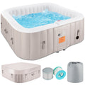 4-6 Person Inflatable Hot Tub, 130 Bubble Jets Square Outdoor Spa