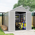 Resin Shed, Outdoor Storage Shed 7.5x10.3FT Extra Large, Outside Garden Shed for Lawn Mover Bike Tool, w/Double Doors, Air Vents, Double Windows, PP Floor