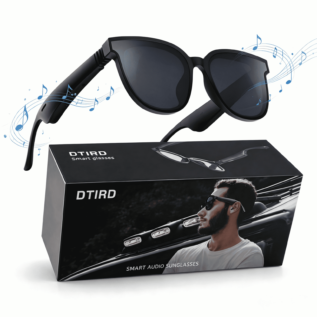 Bluetooth Glasses for Men & Women, AI Smart glasses Music Sunglasses with Open-Ear Speaker, Voice Control & HD Mic, UV400 Lens, 10H Playtime,Waterproof Music Glasses for Driving Travel Work, gifts