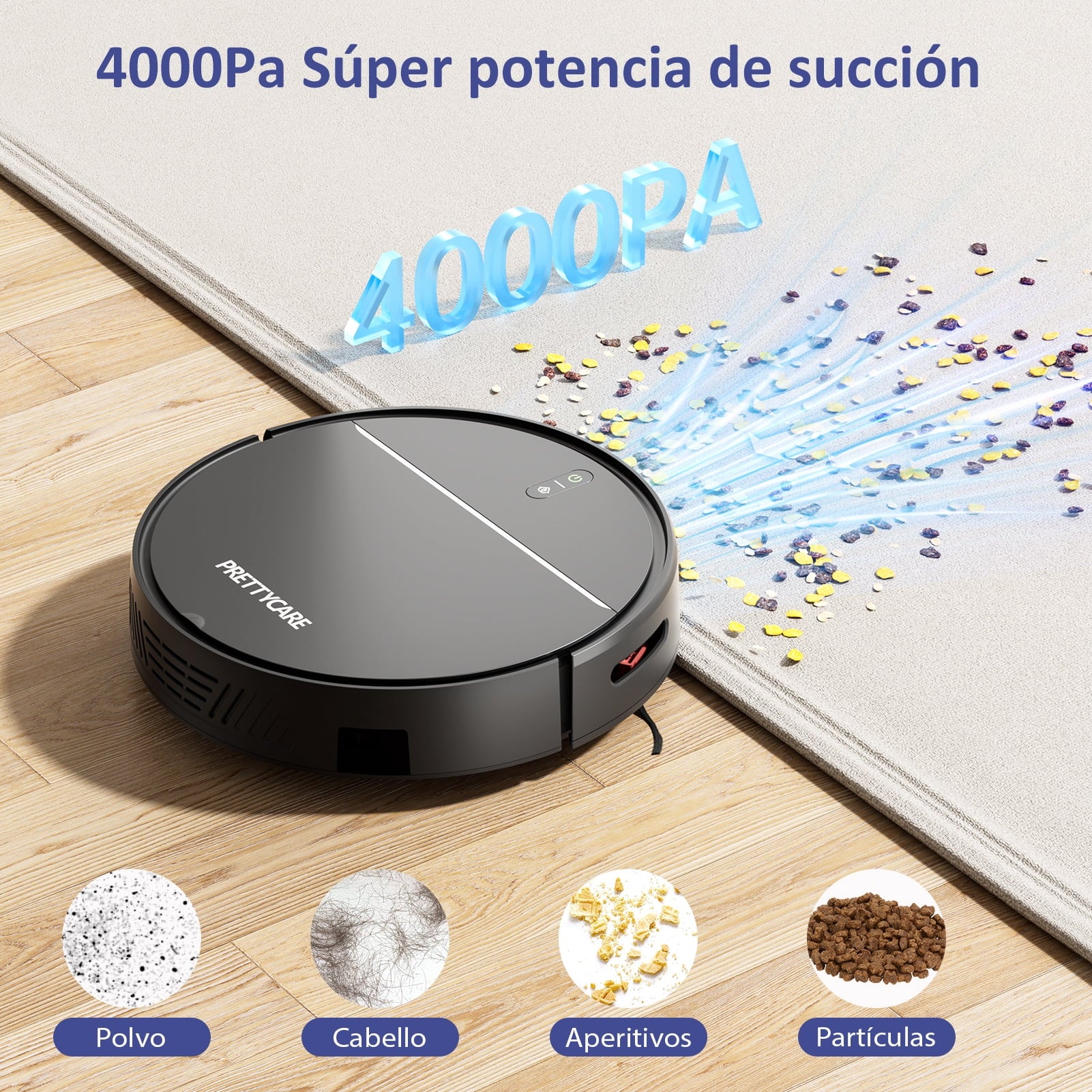PrettyCare Robot Vacuum Cleaner with 2800Pa,Featured Carpet Boost,Tangle-Free,Ultra Slim,Self-Charging C1 v2