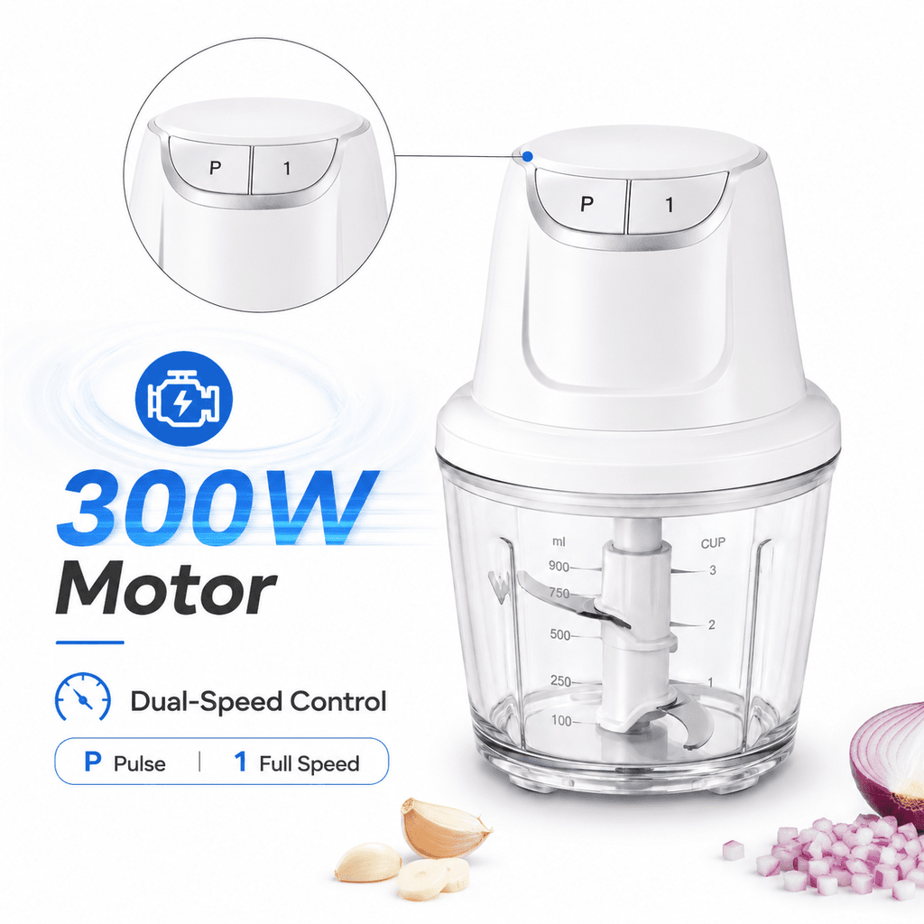 Hicloud White Mini Food Processor, 3 Cup Electric Meat Vegetable Chopper, Constant Speed Control Small Food Grinder for Garlic Onion Baby Food