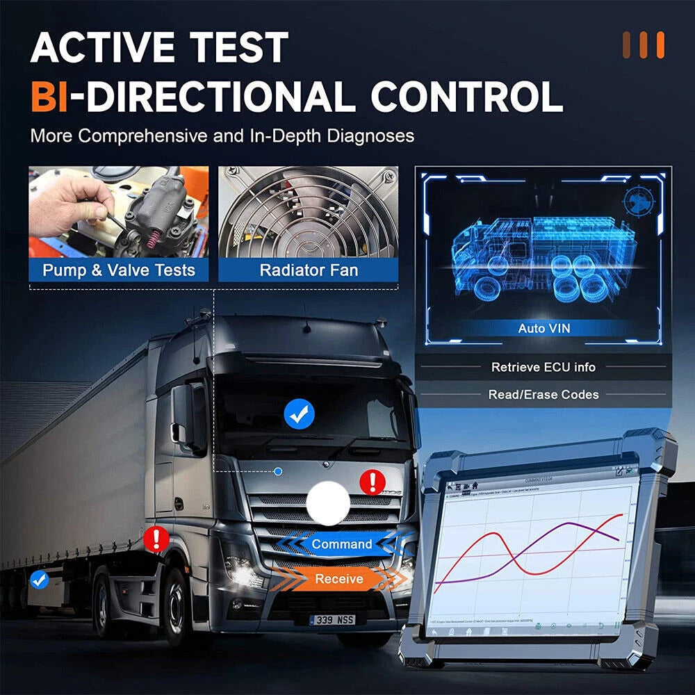 X7 HD 10" Heavy Duty Truck Scanner Bidirectional Diesel Scan Tool with D-P-F/C0ding, 40+ Reset, Full System Diesel Diagnostic Scan Tool for Cummins Detroit Heavy Truck Pickup Tractor Semi Truck