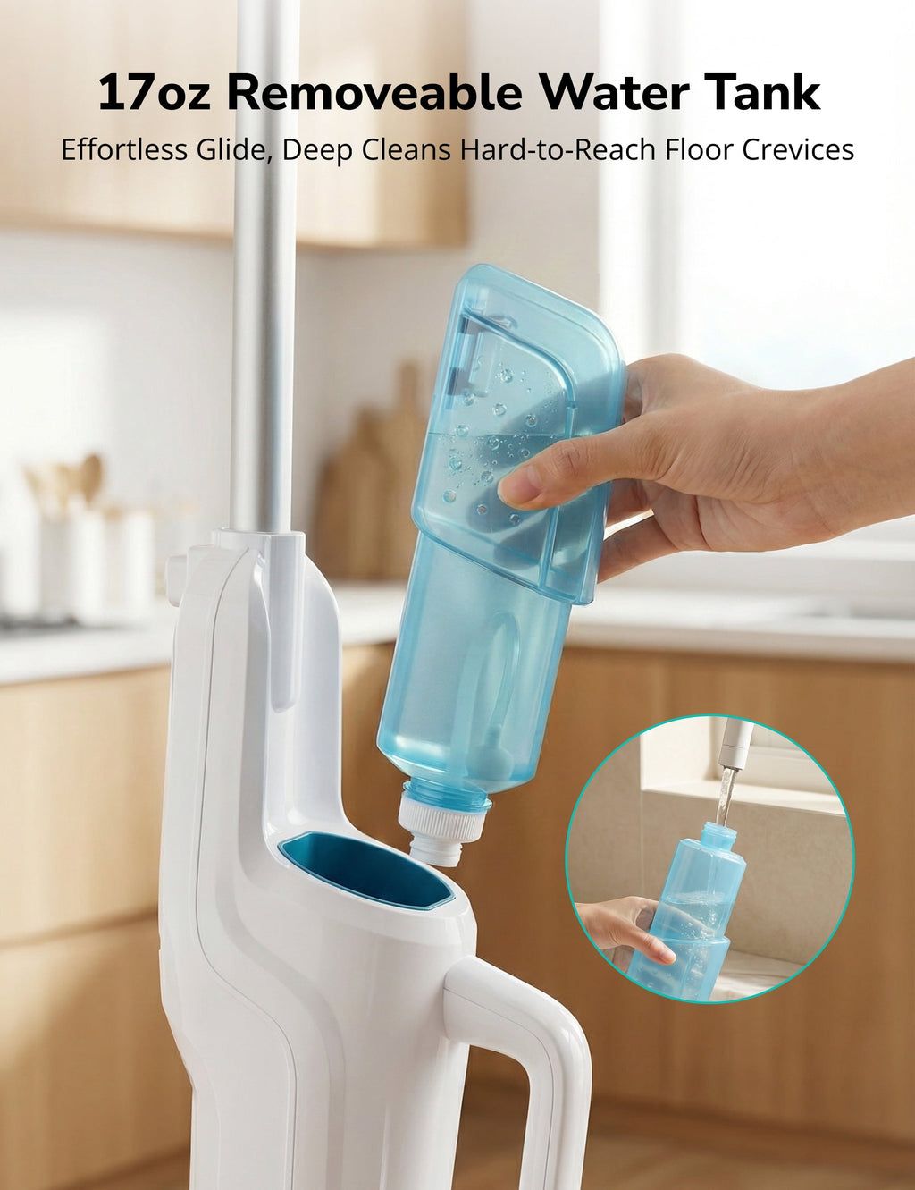 Steam Mop, 10-in-1 Steam Mop and Handheld Steamer, 15s Heat-Up, Self-Rotating Scrub Pads, 2 Steam Modes with Spray,500ML Removable Tank,LED Light,Floor Steamer for Hardwood,Tile, Carpet,Car