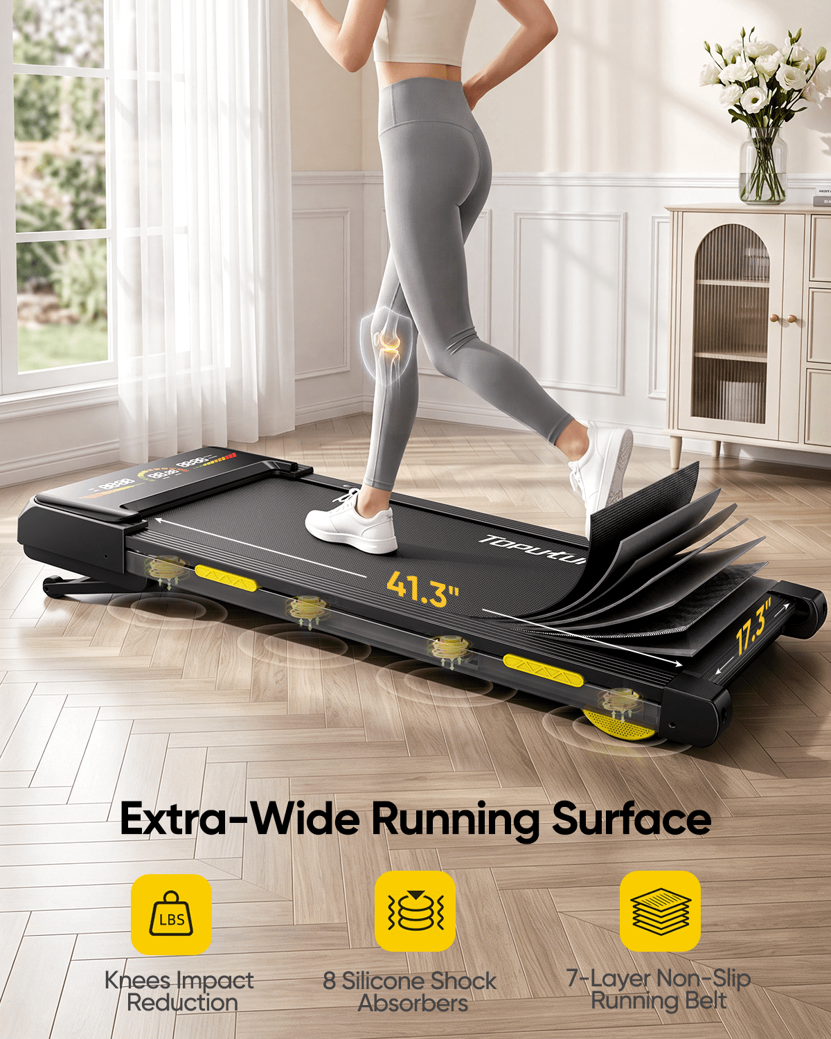 Toputure Walking Pad with 15-Level Auto Incline, Bluetooth APP, 12 Workout Programs, LED Display, Wide Running Belt, Under Desk Treadmill for Home & Office