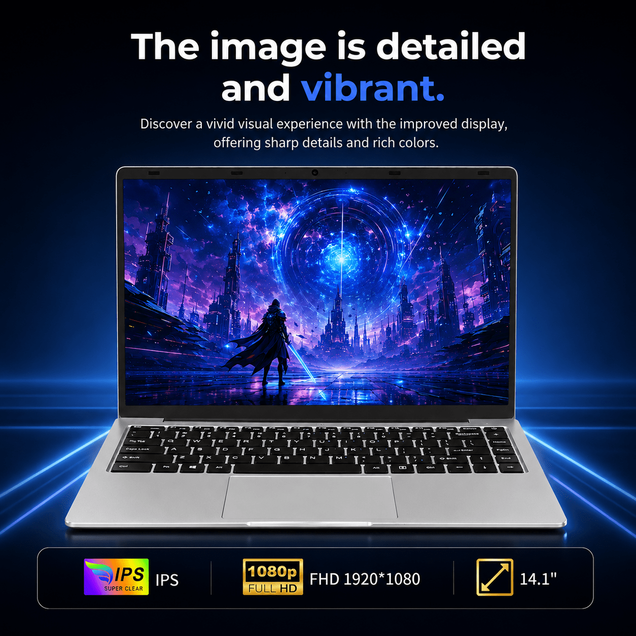 14.1" Laptop Computer, Intel Celeron N3450, 6GB RAM, 128GB SSD, Full HD Display, Ultra-Slim Notebook with WiFi, HDMI and Webcam, Silver