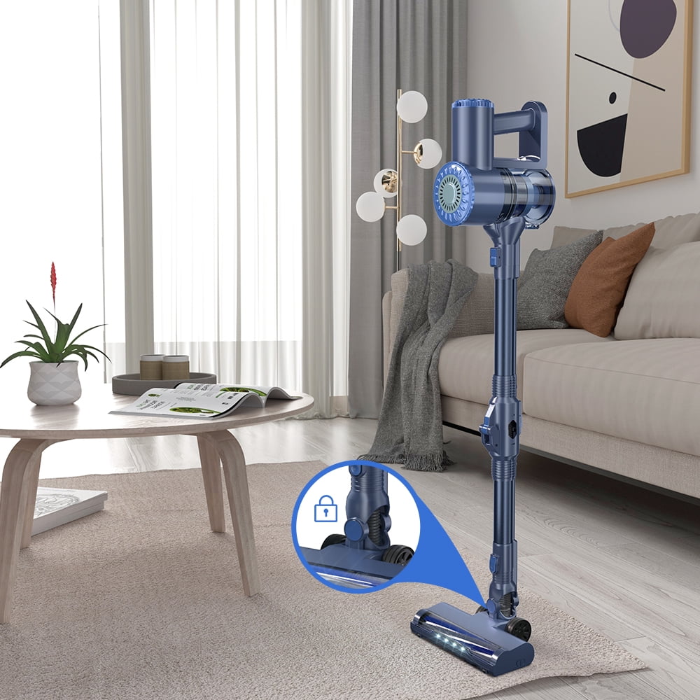 PrettyCare Cordless Stick Vacuum Cleaner 25Kpa Powerful Suction Upright for Carpet Hard Floor Pet Hair W400 Purple