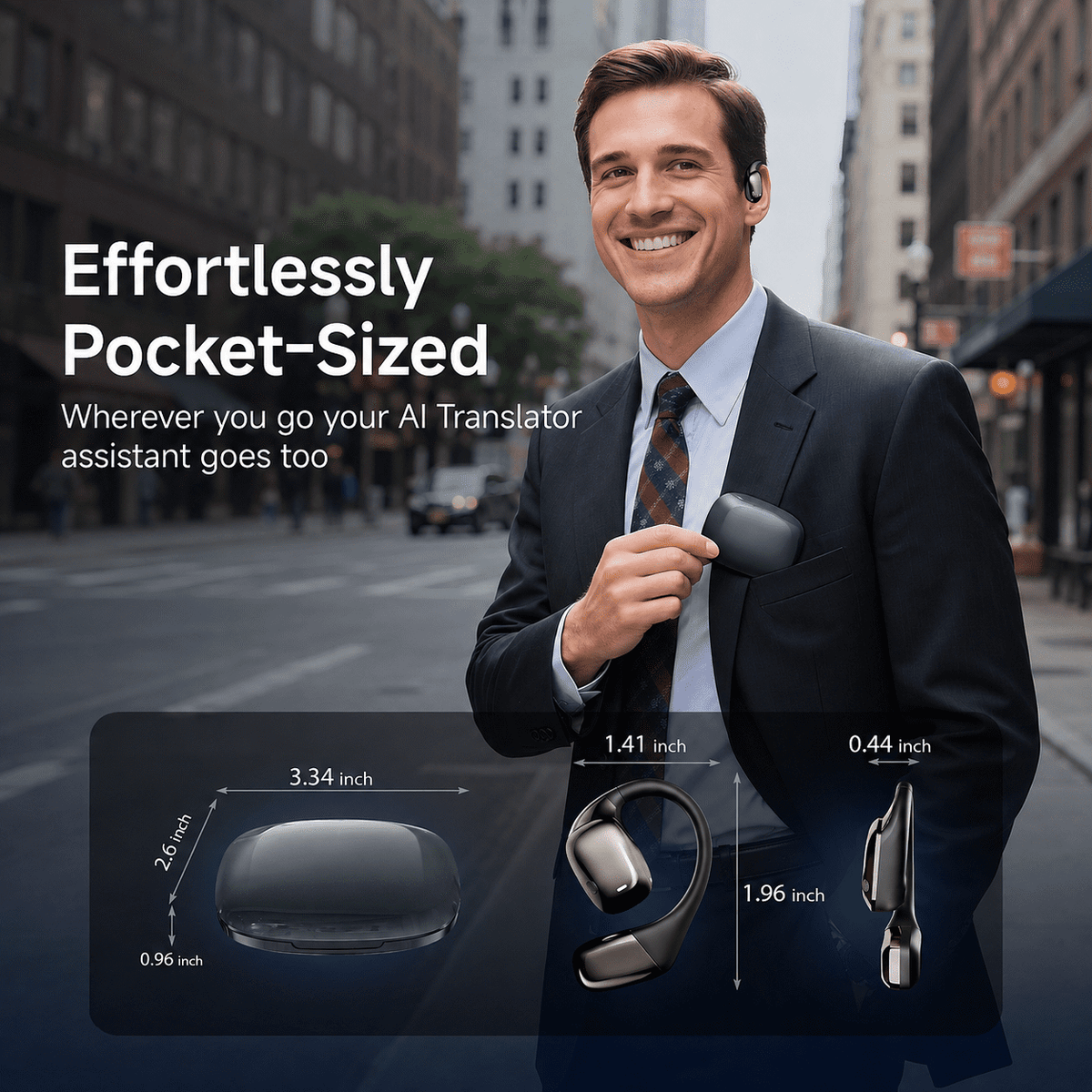 AI Translation Earbuds Real Time, 144 Languages Translator Earbuds, 3-in-1 Wireless Bluetooth Open-Ear Headphones with App for iOS & Android, Travel, Business & Language Learning