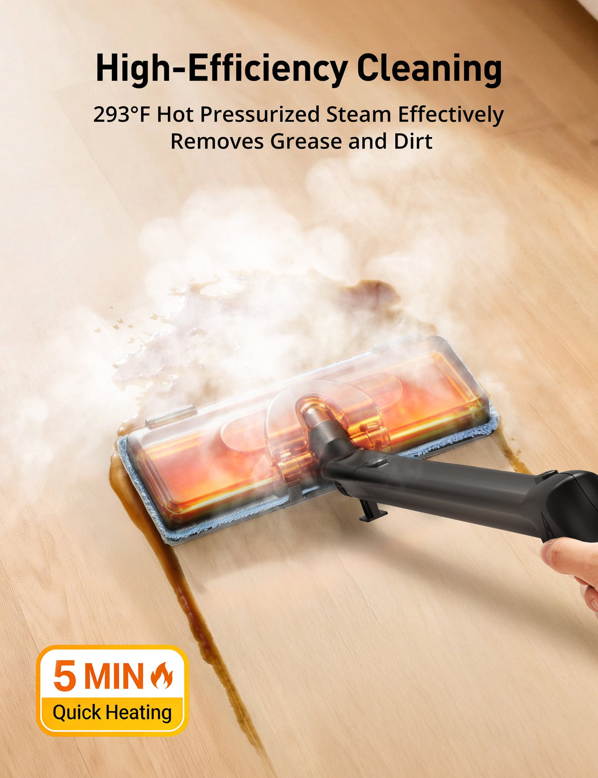 Steam Cleaner, 293°F 58 PSI Handheld Multi-Purpose Steam Mop with 21 Attachments, 50 oz Capacity, Heavy-Duty Steamer for Floors, Carpets, Cars, & Tile