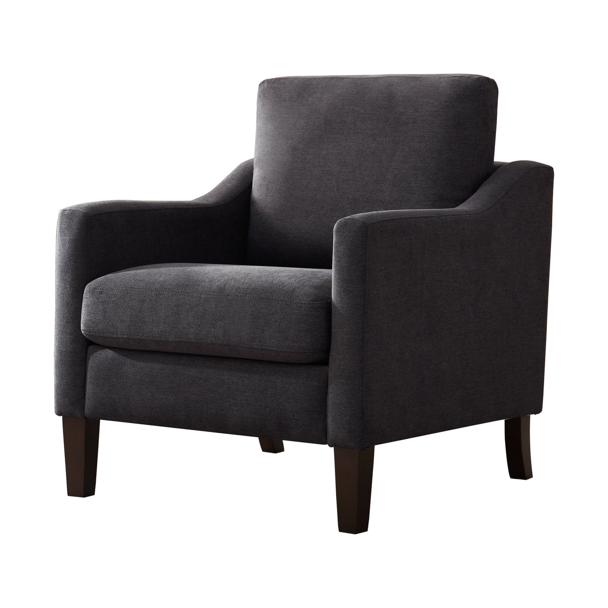 Modern Accent Chairs Set of 3, Polyester Upholstered Single Chairs with Wood Legs, Reading Armchairs for Living Room, Bedroom, Office, Dark Gray