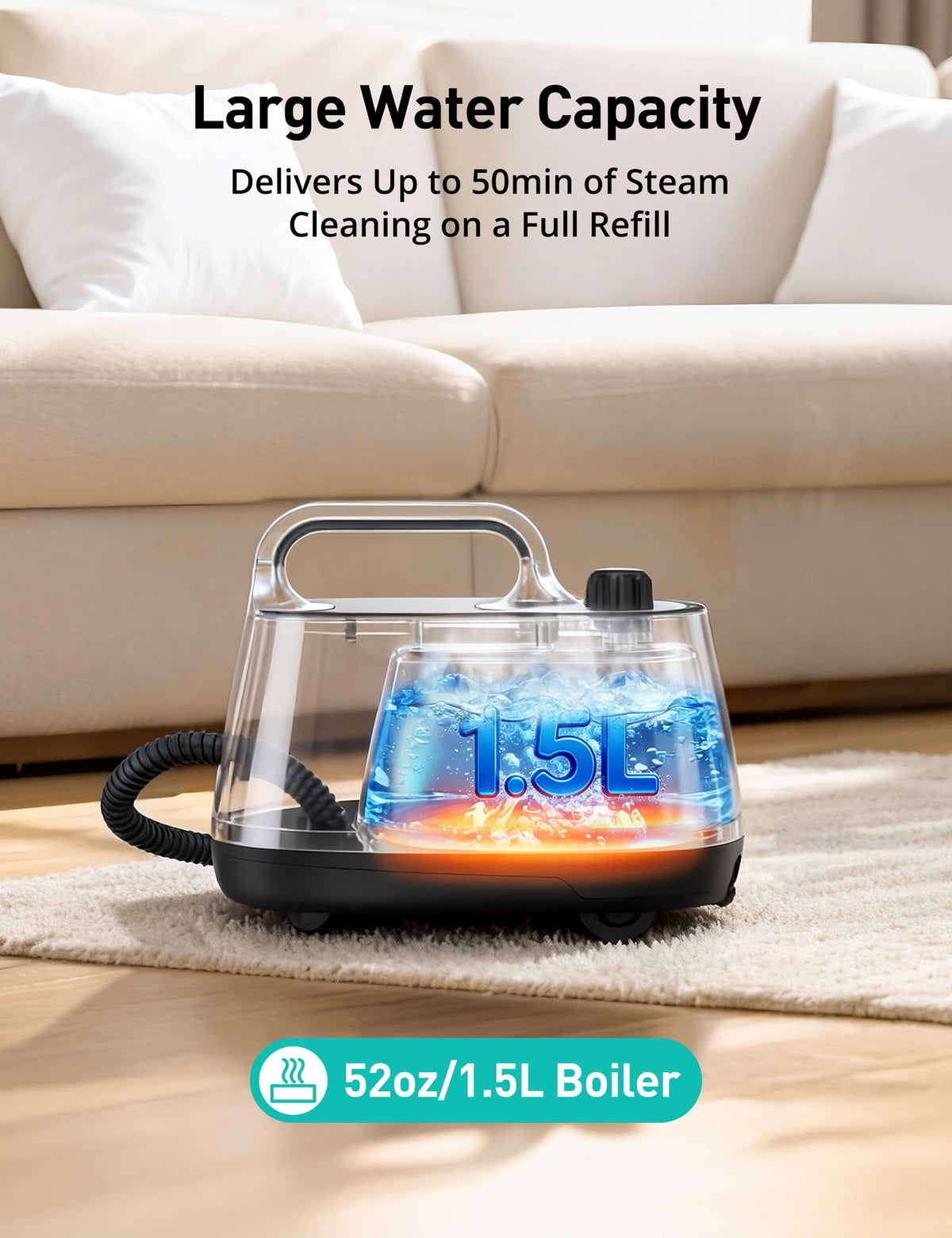 Steam Cleaner, 293°F 58 PSI Handheld Multi-Purpose Steam Mop with 21 Attachments, 50 oz Capacity, Heavy-Duty Steamer for Floors, Carpets, Cars, & Tile