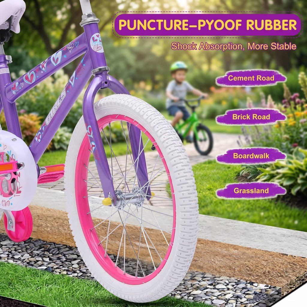20 in. Girls Bike, Kids Bicycle for Children Ages 7-14 Years Old