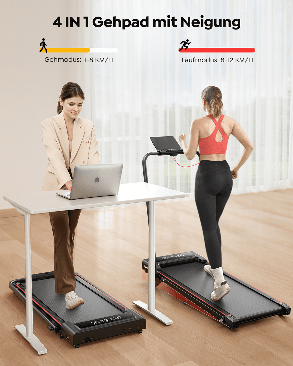 Toputure Walking Pad with 9% Adjustable Incline, 4-in-1 Folding Treadmill with Bluetooth App, LED Display, Remote Control, Compact Walking Pad for Home & Office, 300 lbs Capacity