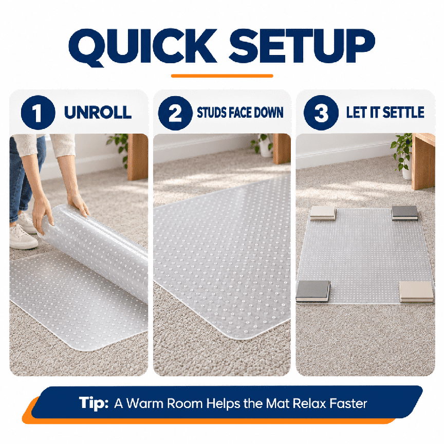 Office Chair Mat for Carpet Floors, 36x48 Heavy Duty Computer Chair Mat for Rolling Work, Clear