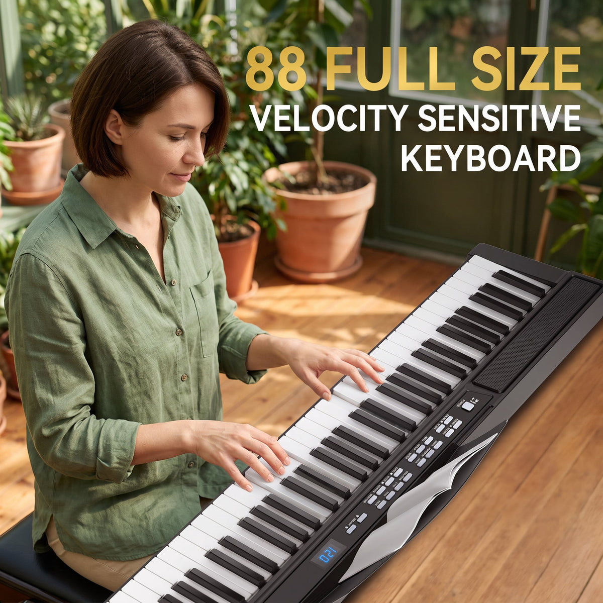 88 Key Semi-Weighted Electric Piano Keyboard with Stand, Sustain Pedal, Headphones & Carrying Case – Built-In Speakers, Bluetooth, Black