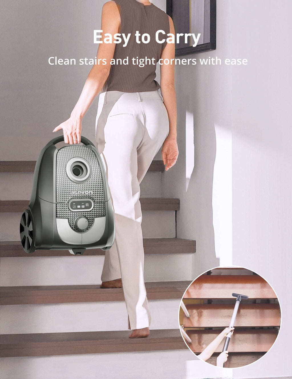 Canister Vacuum Cleaner, 1600W 40Kpa Canister Bagged Vacuum, 4QT, H13 HEPA Filter, 5 Tools, Variable Power Control, for Carpets, Hardwood Floors, Stairs, Pet Hair, Household, Car