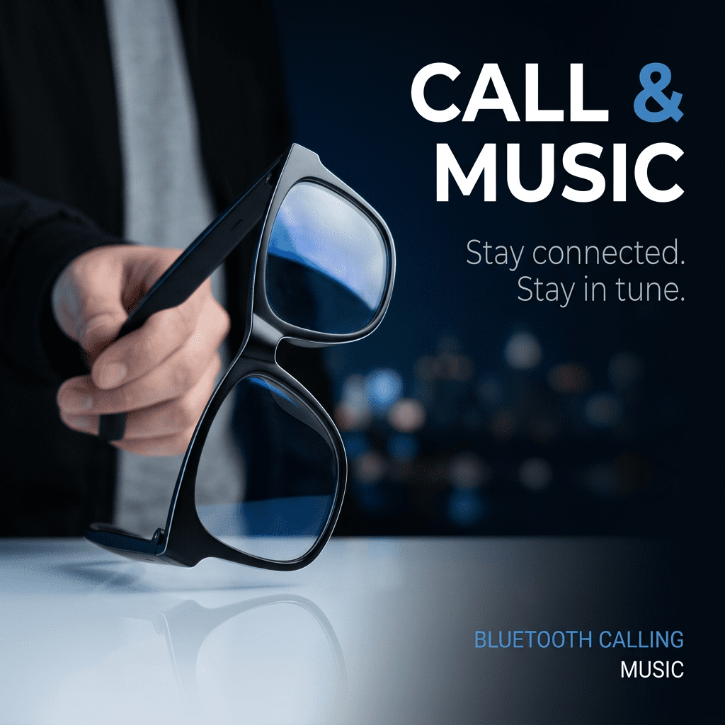 Bluetooth Smart Glasses Open Ear Audio Sunglasses with Touch Control Stereo Sound Hands Free Calls Voice Assistant Extended Standby for Sports Cycling Driving Outdoor Gift