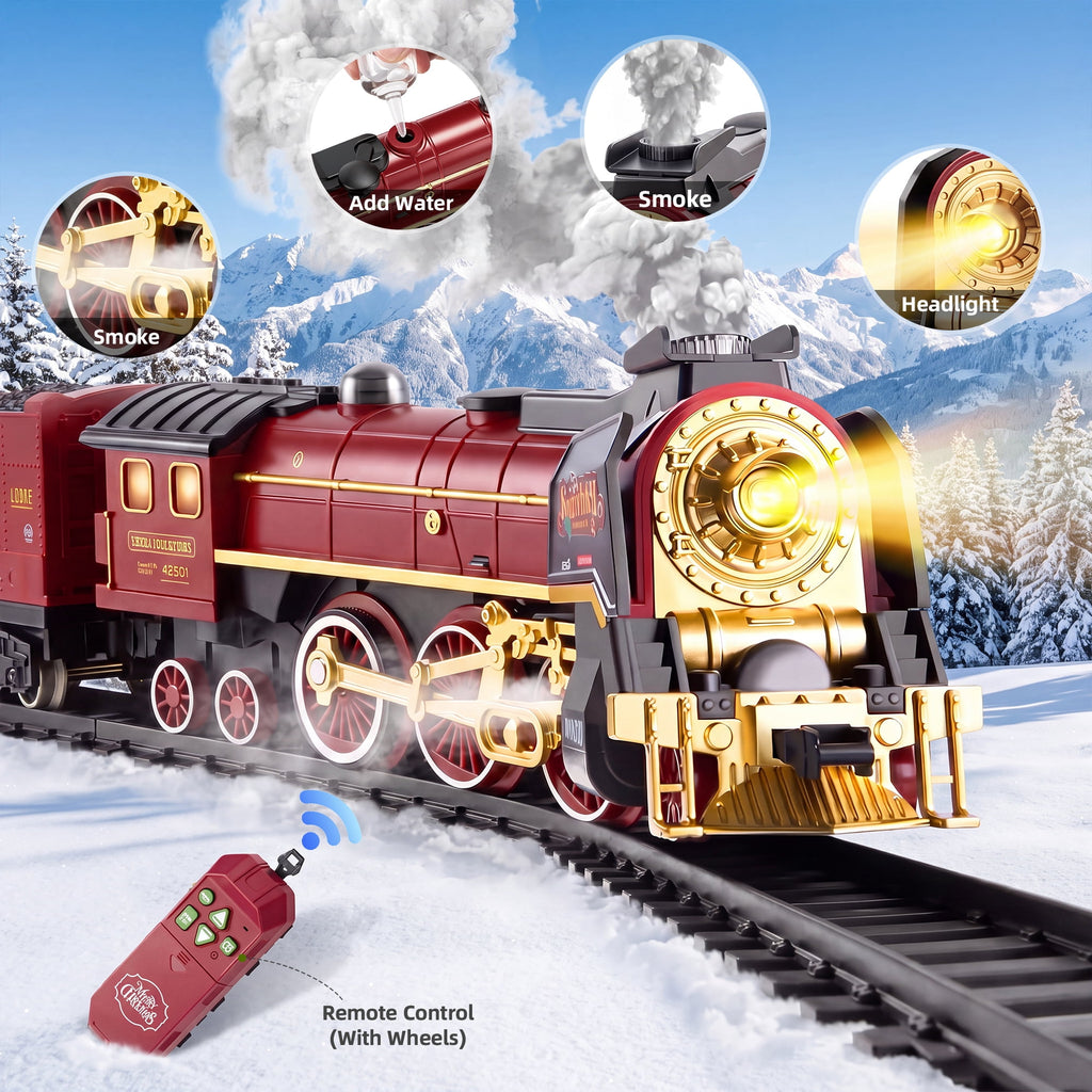 Train Set,Remote Control Trains for Set for Kids with Smokes, Lights and Sound,Toy Train Set for Under Christmas Tree, Holiday Birthday Gift for Boys and Girls