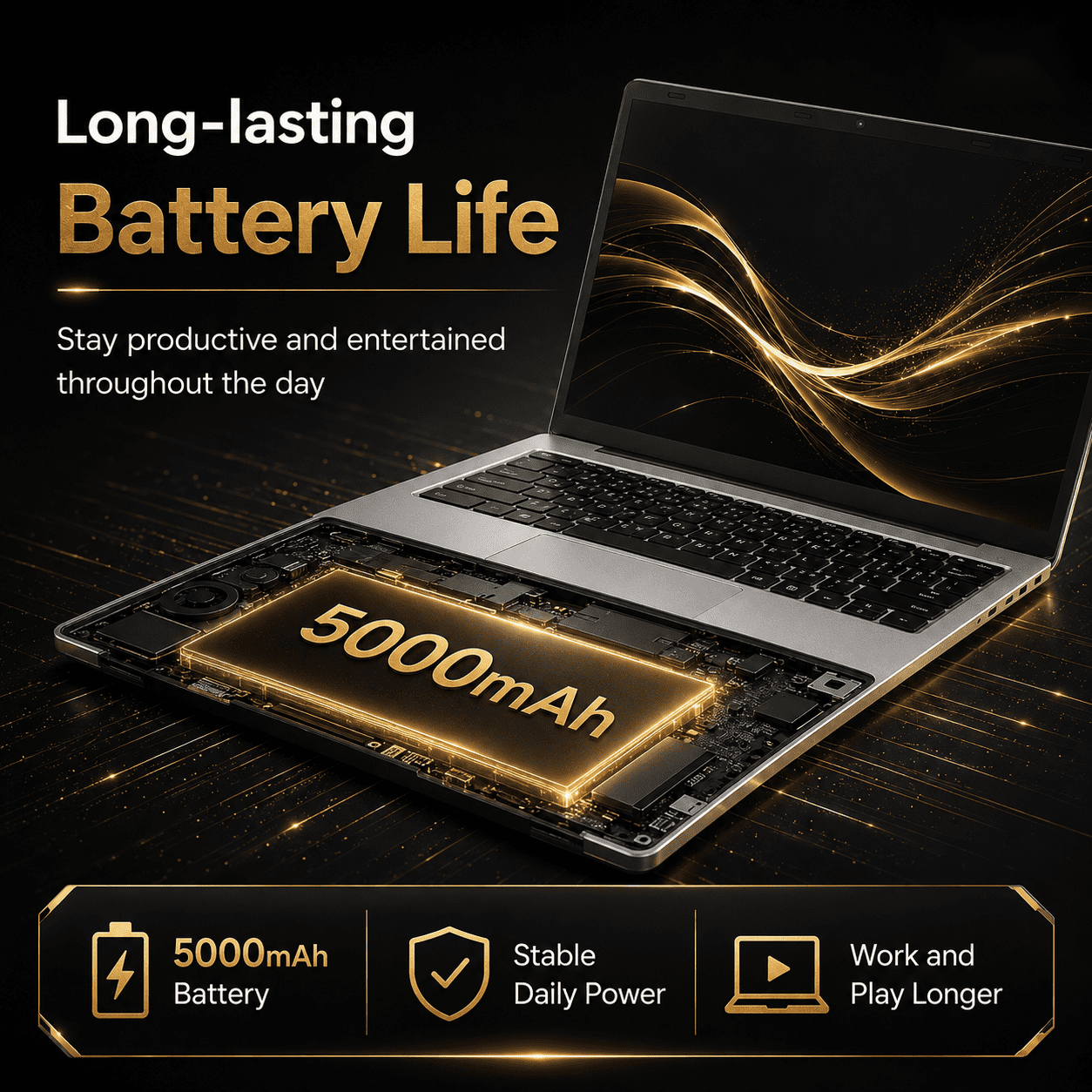 14.1-Inch Full HD Laptop, Intel N3450, 6GB Memory, 128GB SSD, Slim Portable Computer with WiFi, HDMI, Built-In Webcam, Silver