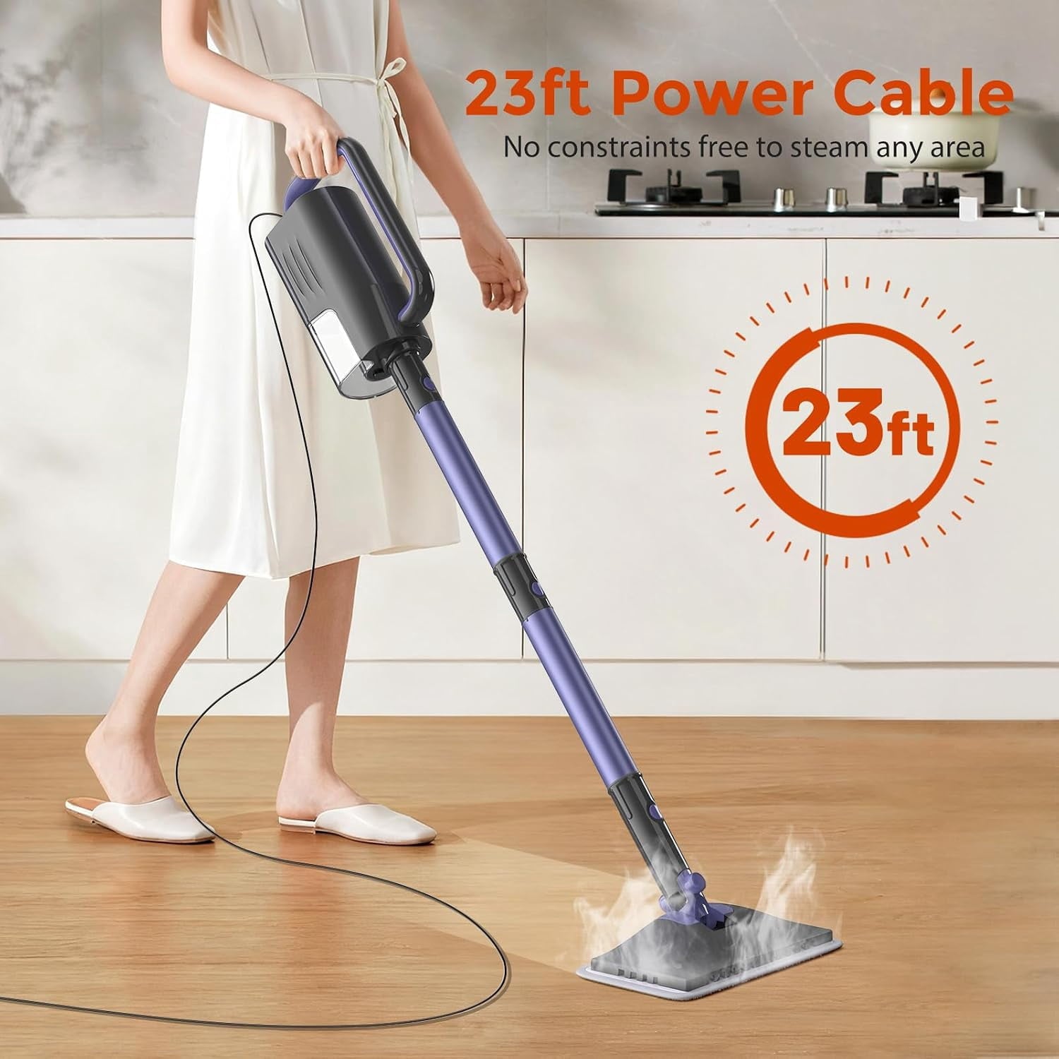 PrettyCare Steam Mop with Detachable Steam Cleaner，Handheld Steam Cleaner for Floor Cleaning