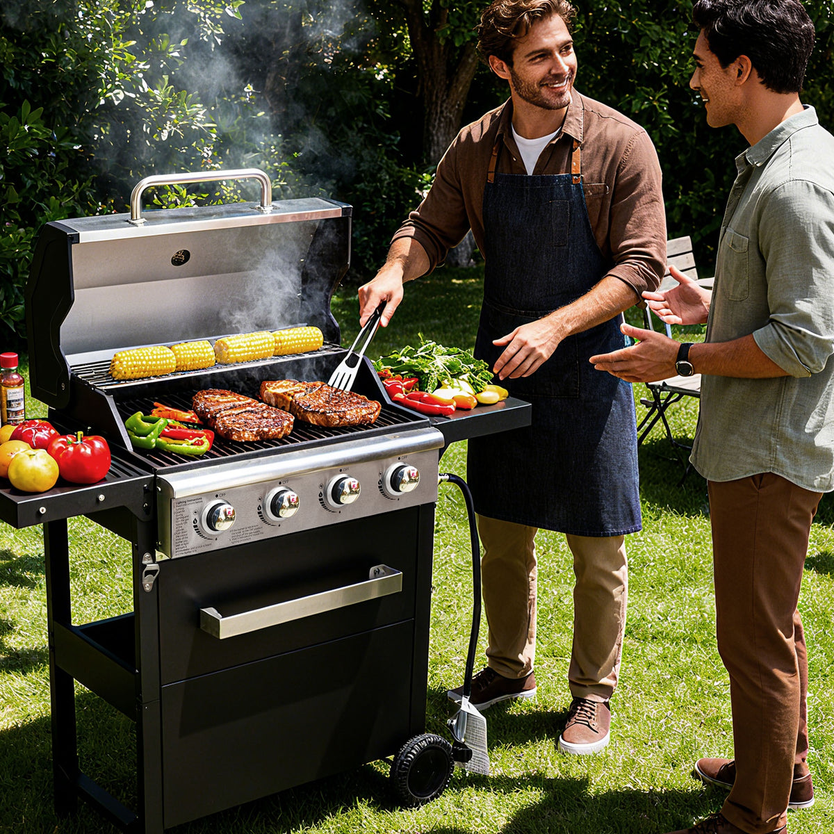 4-Burner Propane Gas Grill, 36000 BTU Stainless Steel BBQ Grill