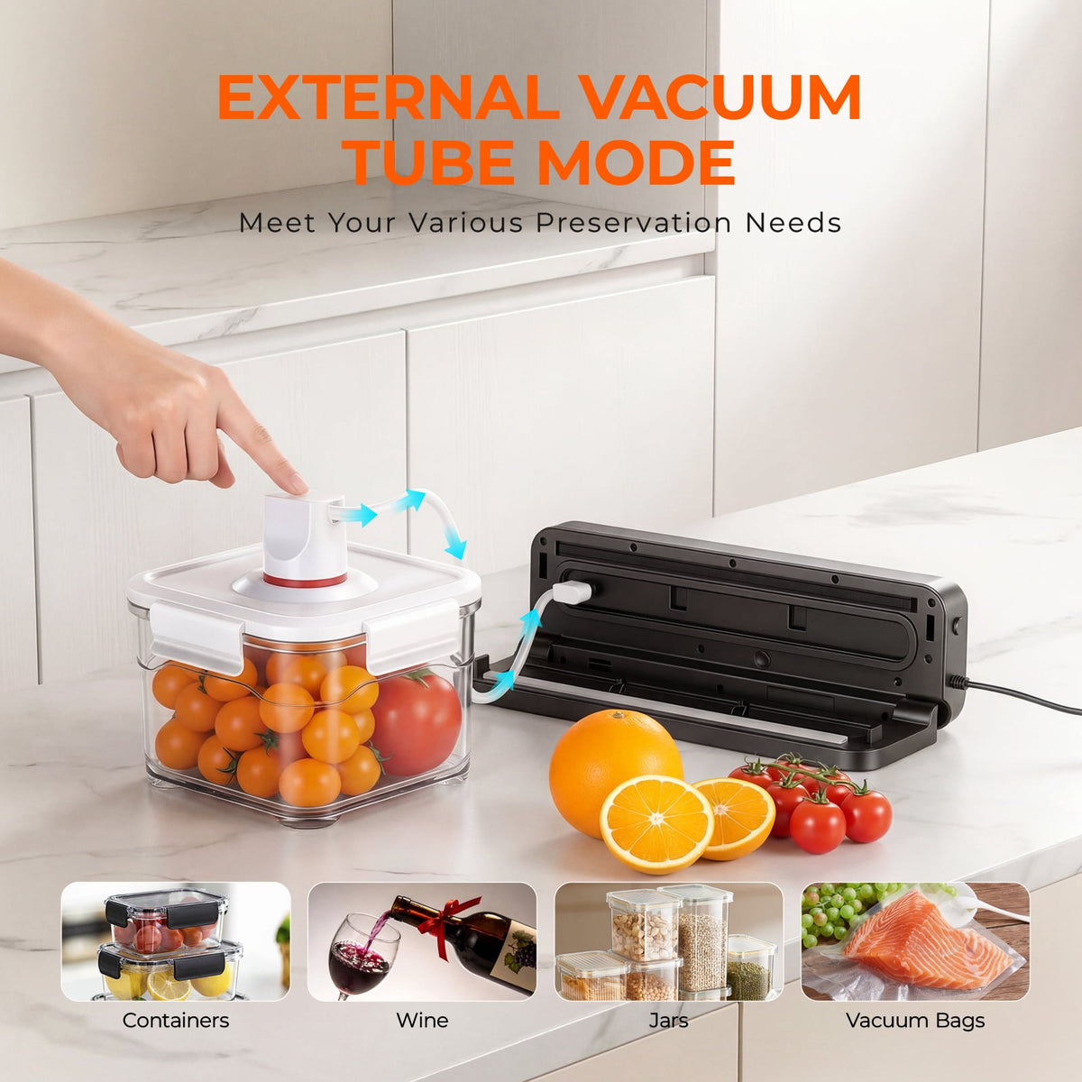 Vacuum Sealer Machine for Food with 20 Bags,60KPa Automatic Air Sealing Food Saver with Dry and Moist Food Modes,Led Indicator Lights, Easy to Clean, Compact Design