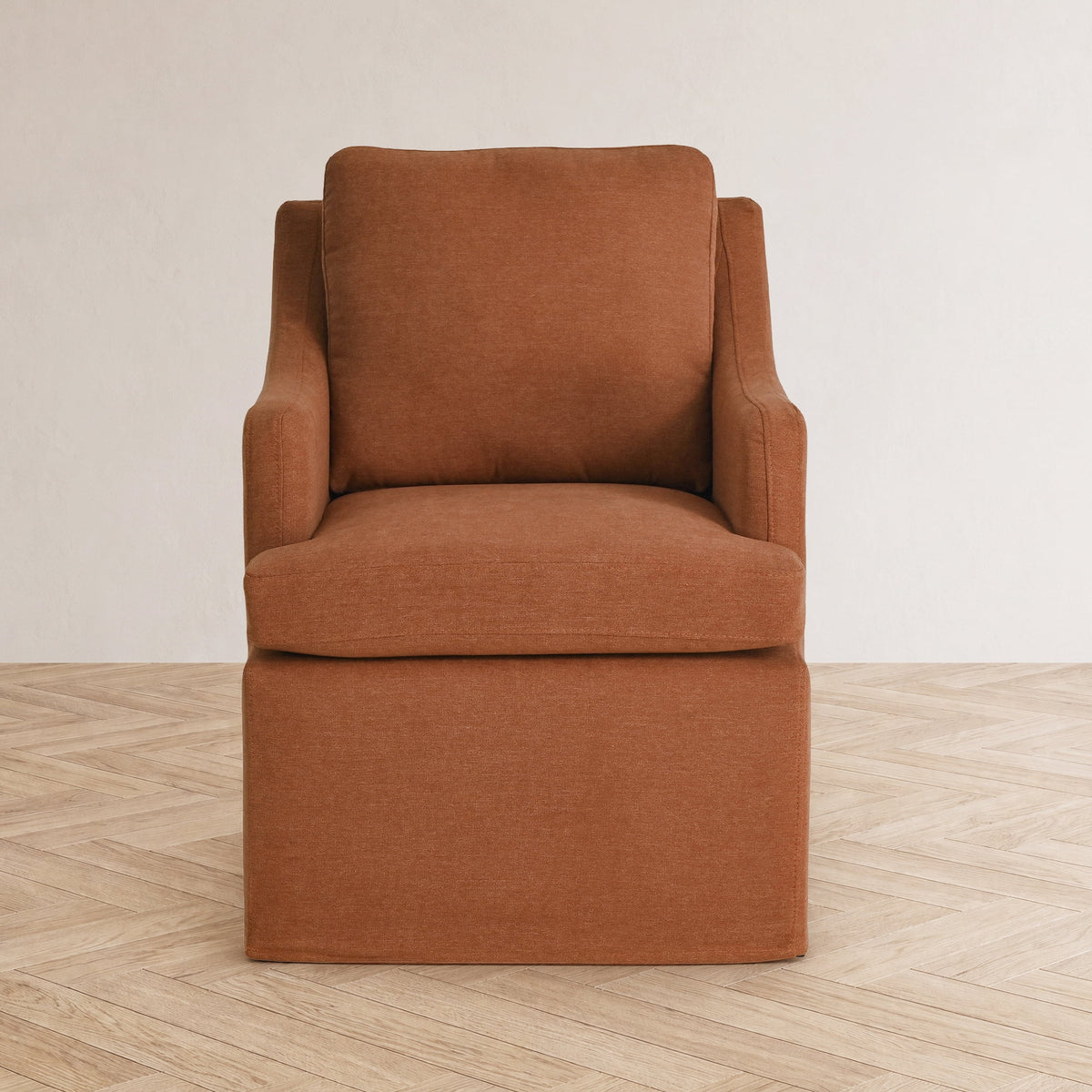Upholstered Dining Chairs, Modern Kitchen Chairs Dinner Chairs with 4 Casters, Chenille Armchair for Bedroom Reading Room Living Room,Orange