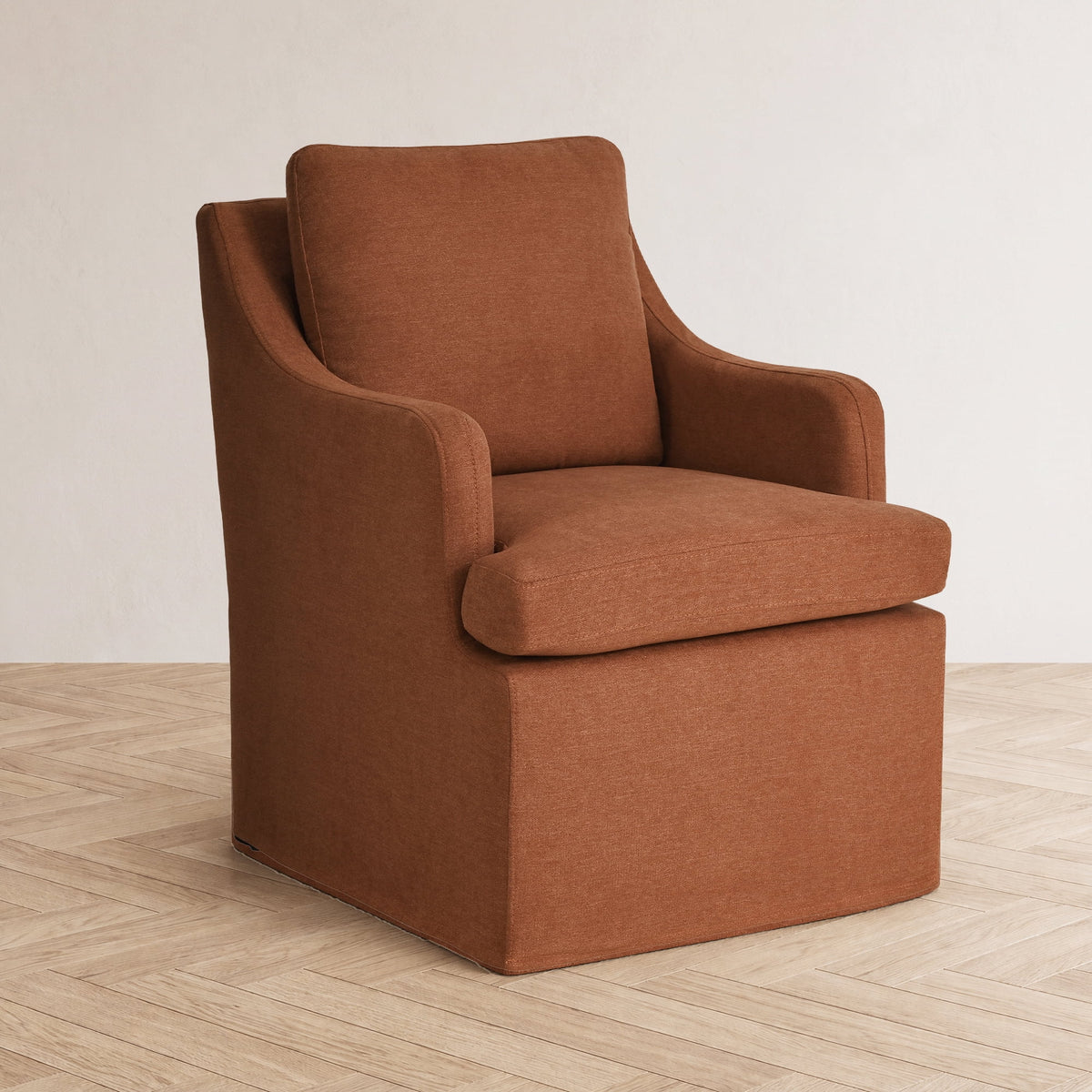 Upholstered Dining Chairs, Modern Kitchen Chairs Dinner Chairs with 4 Casters, Chenille Armchair for Bedroom Reading Room Living Room,Orange