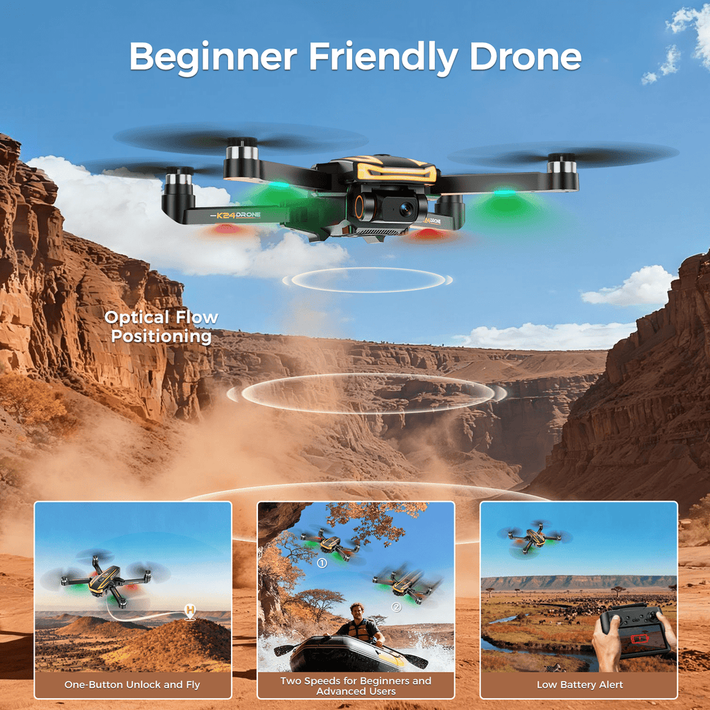 FPV Drone with Camera 4K for Adults,Big Screen on Remote Controller,2 pcs Batteries and Carrying Case,Gift for Men,Easy Fly Quadcopter for Beginners with Optical Flow Positioning