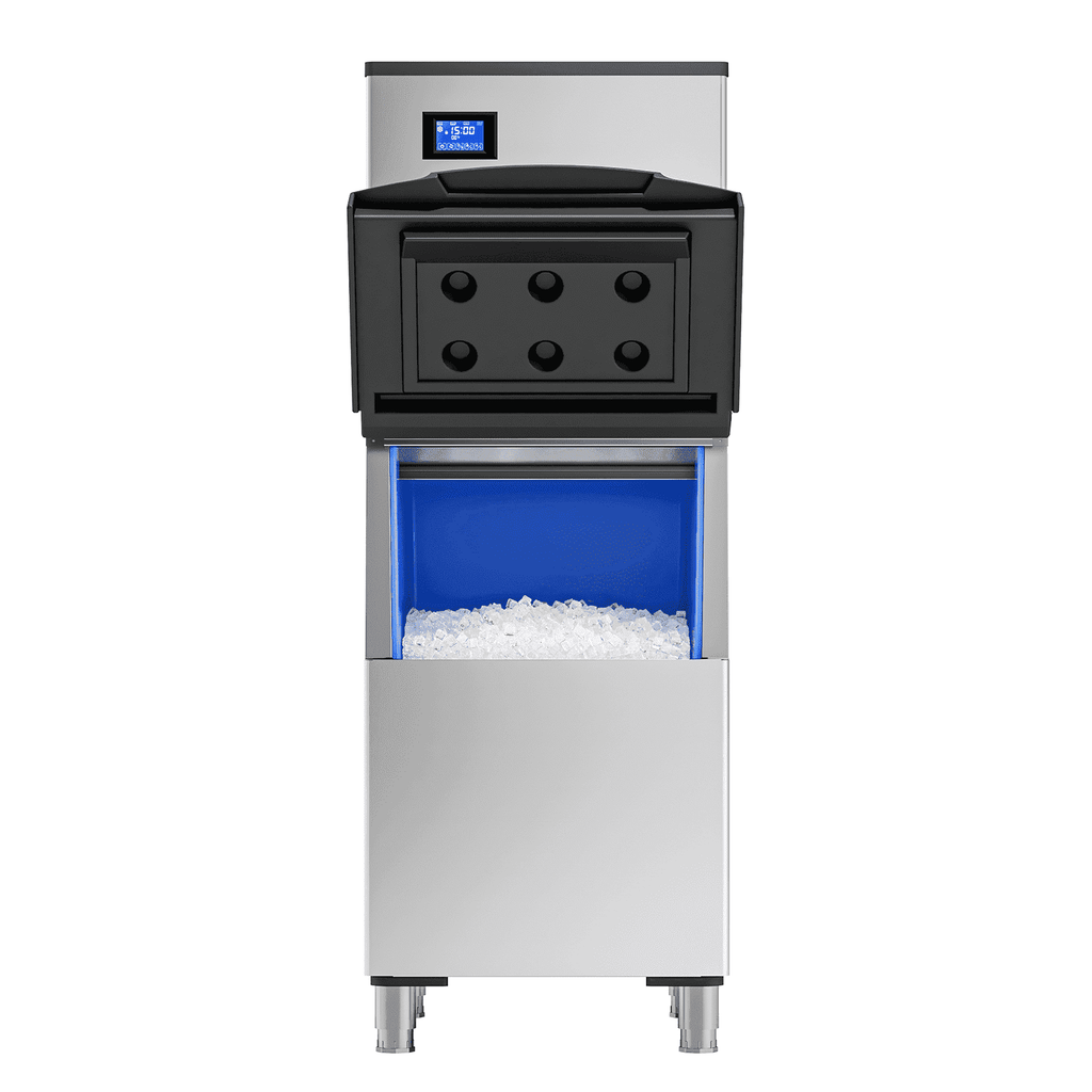 Split Commercial Ice Maker Machine 650LBS/24H with 350lbs Ice Bin, Nugget Ice Makers Commercial, Clear Cube Pellet Ice Maker, Fast Ice Maker Ice-Ready in 8-15mins