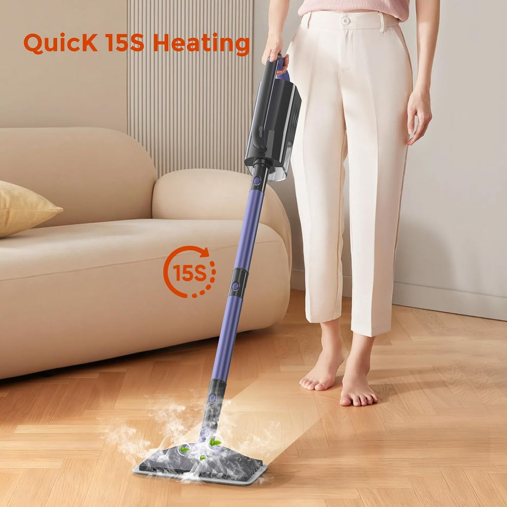 PrettyCare Steam Mop with Detachable Steam Cleaner，Handheld Steam Cleaner for Floor Cleaning