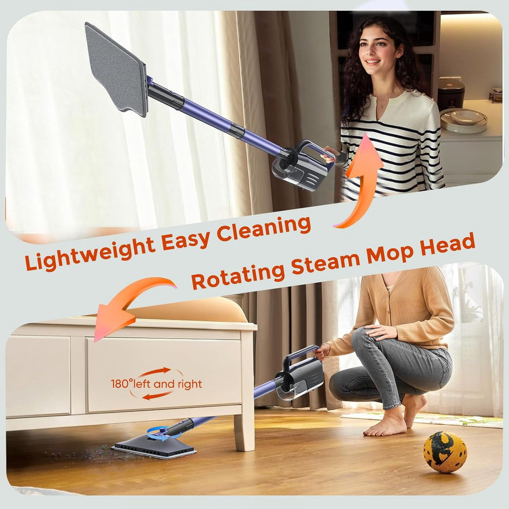 PrettyCare Steam Mop with Detachable Steam Cleaner，Handheld Steam Cleaner for Floor Cleaning